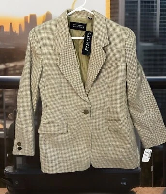 🔥VTG Linda Allard Ellen Tracy Silk Wool Checked Blazer Skirt Suit Women 10 $425 - Image 1 of 4