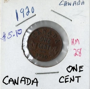 Moneda Canadá 1 céntimo 1920 KM28 - Imagen 1 de 2