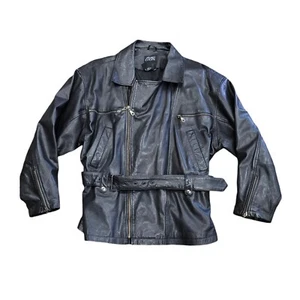 Vintage Boutique Europa Black Leather Biker Motorcycle Jacket Womans Size 14 - Picture 1 of 9