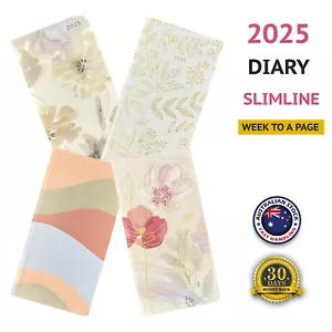 2025 Diary Slim Week To View Hard Cover Slimline Notebook Planner Journal Floral - Bild 1 von 8