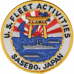 4" NAVY NAVAL BASE FLEET ACTIVITIES SASEBO JAPAN EMBROIDERED PATCH - Picture 1 of 1