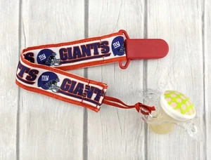 Giants Pacifier Clip, Ribbon Pacifier Clip, Football Baby Shower Gift - Picture 1 of 3