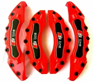 Brake Caliper Covers Red for Audi A1 A2 A3 A4 A6 A5 A7 Q1 Q2 Q5 Q3 B8 B9 S line - Picture 1 of 8
