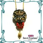 Cat Luxury Jewelry Necklace Pendant Statement Locket Pearl Gold Silver Stones