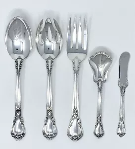 JUEGO DE ANFITRIONA DE 5 PIEZAS DE PLATA ESTERLINA CHANTILLY GORHAM SUPER FORMA PULIDO A MANO - Imagen 1 de 21