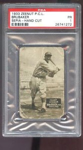1933 Zeenut Sepia Ray Brubaker PSA Graded Baseball Card Pacific Coast League PCL