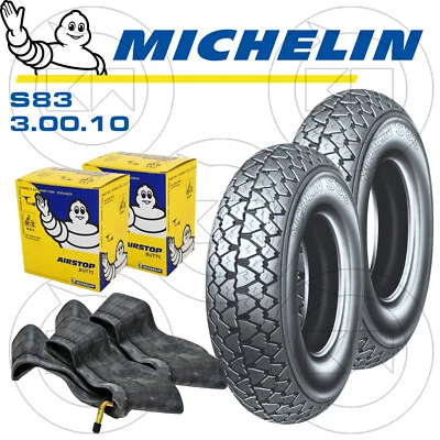 2 COPERTONI GOMME + CAMERE MICHELIN S83 3.00-10 VESPA 125 ET3 (VMB1T)