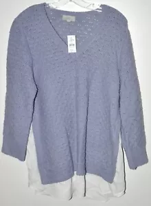 Suéter Azul y Blanco con Falda Suave Grueso Tejido Pastel Talla XLarga Nuevo con Etiquetas - Imagen 1 de 3