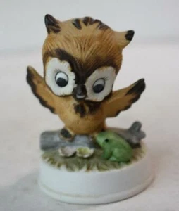 Figura Búho Rana 3D Flores Napco Cerámica Porcelana Pintada a Mano Hecha en Taiwán -- - Imagen 1 de 1
