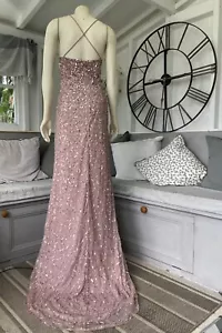 Stunning Coast Pink Sequin Maxi Long Dress with Train 12 Prom Ball Party Wedding - Picture 1 of 19