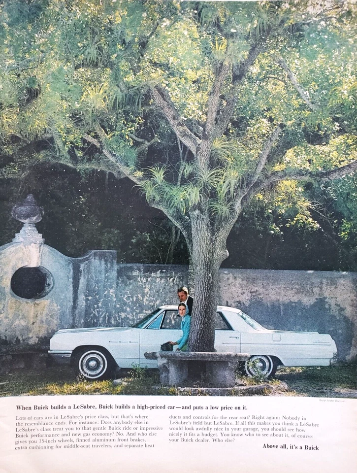 PRINT AD 1964 Buick LeSabre 10.5 x 13 Parked Under a Tree - Image 1 of 1