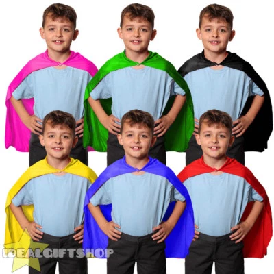 CHILDS SUPER HERO CAPE FANCY DRESS UNISEX BOYS GIRLS CLOAK ROBE ACCESSORY - Image 1 of 4