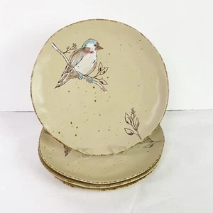 Spectrum Designz Spring Bird Dinner Plates Farmhouse Songbird Sparrow Set Of 4 - Picture 1 of 4