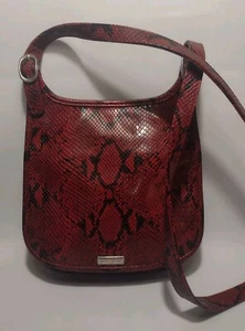 Red Faux Snakeskin crossbody Shoulder Bag Messenger Adjustable Strap - Picture 1 of 9