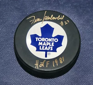 Foglie d'acero Frank Mahovlich "HOF 1981" disco firmato - Foto 1 di 3