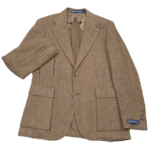 $998 Polo Ralph Lauren RL67 Herringbone Summer Tweed Sport Coat Jacket Mens 38R - Picture 1 of 14