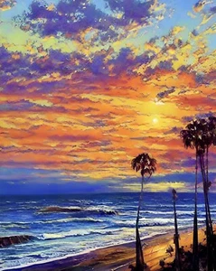 Impresionante Abstracto Atardecer Paisaje Marino Estampado | Firmado Lmt. Edt. Arte de colección - Imagen 1 de 5