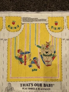 "THAT'S OUR BABY" Quilted Play Smock & Placemats Vintage Childs size poly/cotton - Picture 1 of 8