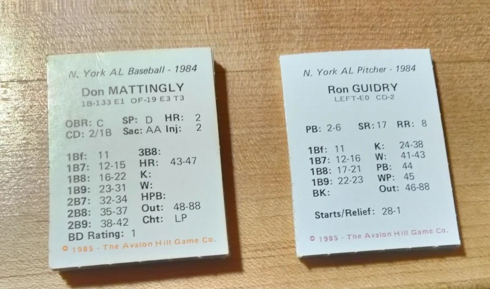 Juego de equipo de béisbol Statis Pro original de los New York Yankees 1984 Foto 1 de 2