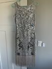 Unique Vintage Silver/Gray Beaded Sequin Flapper Dress Size S New With Tags