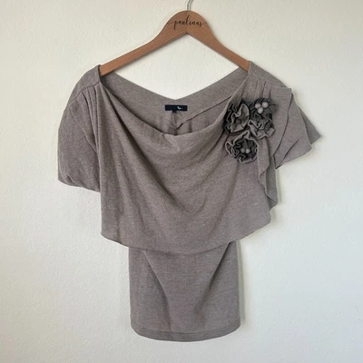 Blusa Ryu Top Feminina Marrom Médio Aplique Floral Boho Chic Romântica M - Imagem 1 de 4