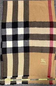 Authentic Burberry Big Check Beige Shawl/Wrap 100% Wool Made in Scotland - Picture 1 of 10