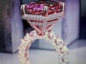 14K ROSE GOLD & SS  EMERALD CUT REAL PINK WHITE SAPPHIRE  RING SZ 4 - 12 + BONUS - Picture 1 of 1