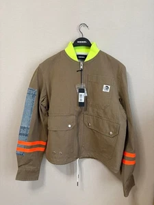 Diesel Work Jacket Short Canvas Duck Green Neon Denim Detailed Used JAPAN - Picture 1 of 5