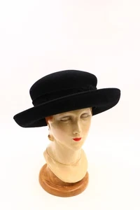 Sombrero de terciopelo negro con cinta de terciopelo liso de lana para mujer ERIC JAVITS - Imagen 1 de 8