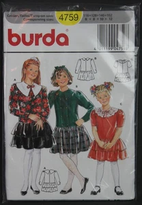 Vintage 1990s Burda 4759 Girls' Dresses Sewing Pattern NEW - Picture 1 of 2