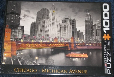 Chicago Michigan Avenue 1000 Piece Jigsaw Puzzle NEW Free Ship! Wrigley Building - Image 1 of 2