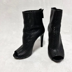 PRADA Short Boots Shoes EU 36.5 US 6.5 Perforated Leather Black Authentic - Picture 1 of 24