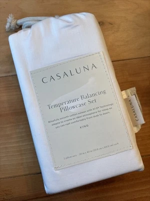 CASALUNA King Temperature Balancing Cotton Poylester Blend Pillowcase Set White - Image 1 of 3