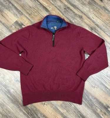 Suéter Orvis Para Hombre L Rojo 100% Lana Merino 1/4 Cremallera Tejido Informal Exterior Foto 1 de 4