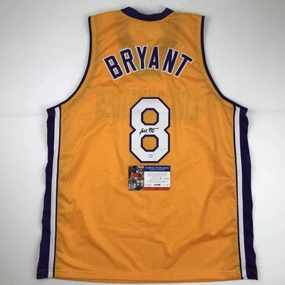 Autographed/Signed KOBE BRYANT #8 Los Angeles LA Yellow Jersey PSA/DNA COA Auto - Image 1 of 4