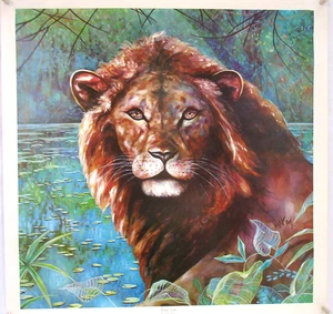 John De Kay "Regal Lion" Print by Arthur A Kaplan NYC Art Poster 24" x 24" GUC - Picture 1 of 8
