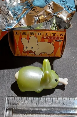 Kidrobot HAPPY LABBIT Mini Series GREEN W/BONE  Figure 1.5"- Frank Kozik - BOX-5 - Image 1 of 4