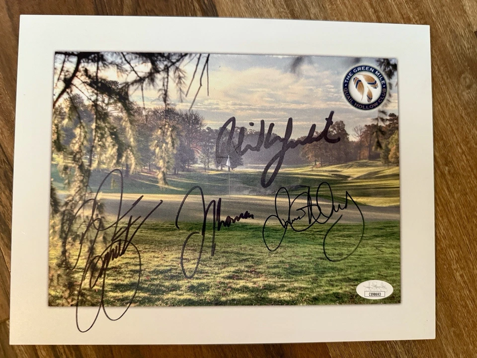 Rory Mcilroy, Justin Thomas печать толстый запас доска зеленый миля фото JSA - Изображение 1 из 1