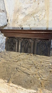 Scheunenfund 19. Jahrhundert geschnitzte Kiefer Spitzenschiene geschnitzt Blumenmuster - Bild 1 von 13