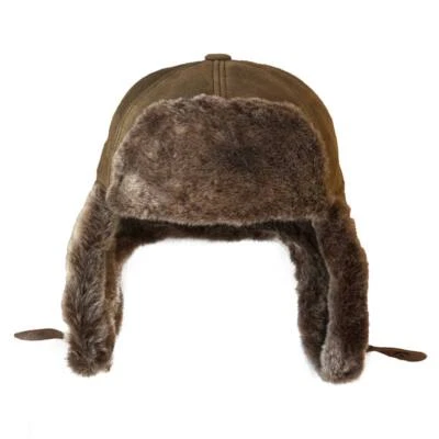 Handmade Russian Ushanka Leather Trapper Genuine Shearling Sheepskin Winter Hat - Image 1 of 4
