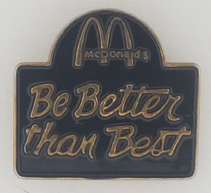 Pin de solapa esmaltada vintage McDonalds Be Better Than Best en metal tono dorado - Imagen 1 de 4