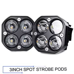 2PCS 3inch LED Work Light Spot Pods Driving Fog Lamp Offroad For ATV White/Amber - Bild 1 von 9