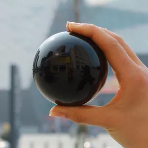 80mm Large Natural Black Obsidian Crystal Sphere Ball Healing Rock Stone + Stand - Picture 1 of 12