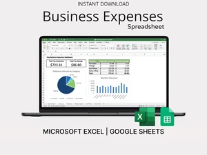 Business Expense Tracker Spreadsheet - Expenses, Mileage, Cell Phone & More - Picture 1 of 14