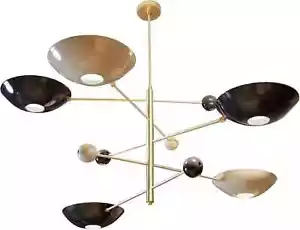 3 Light Pendant Mid Century Modern Raw Brass Sputnik chandelier light Fixture - Picture 1 of 8