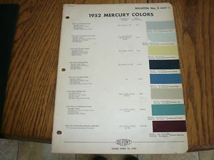 Mercury DuPont Duco Delux 1952 muestra de pintura con chip de color - vintage - Imagen 1 de 2