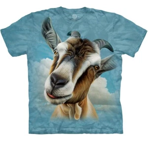 The Mountain Goat Head Horns Goats Intelligent Social Animal Blue T-Shirt S-5X - Picture 1 of 4
