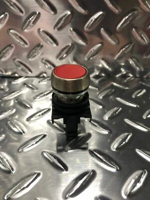 Haas Cycle Stop Push Button Round Red in Chrome, Feed Hold-Haas Part # 93-1257