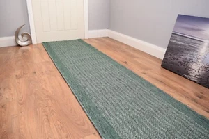 Green Flatweave Runner Rug Inside Outside Patio Reverse Mat Long Stairway Carpet - Picture 1 of 6