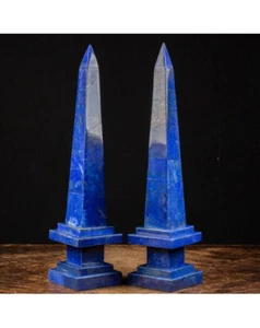 12 Inches Handmade Lapis Lazuli Stone Inlay Obelisk Mosaic Marble Figurines Deco - Picture 1 of 2